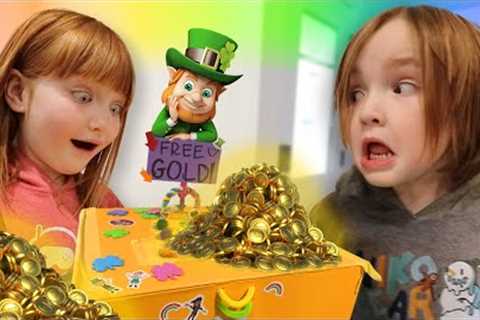 A for Adley LEPRECHAUN TRAP!! St Patrick''s Day family craft diy with Gold Slime & Rainbow..